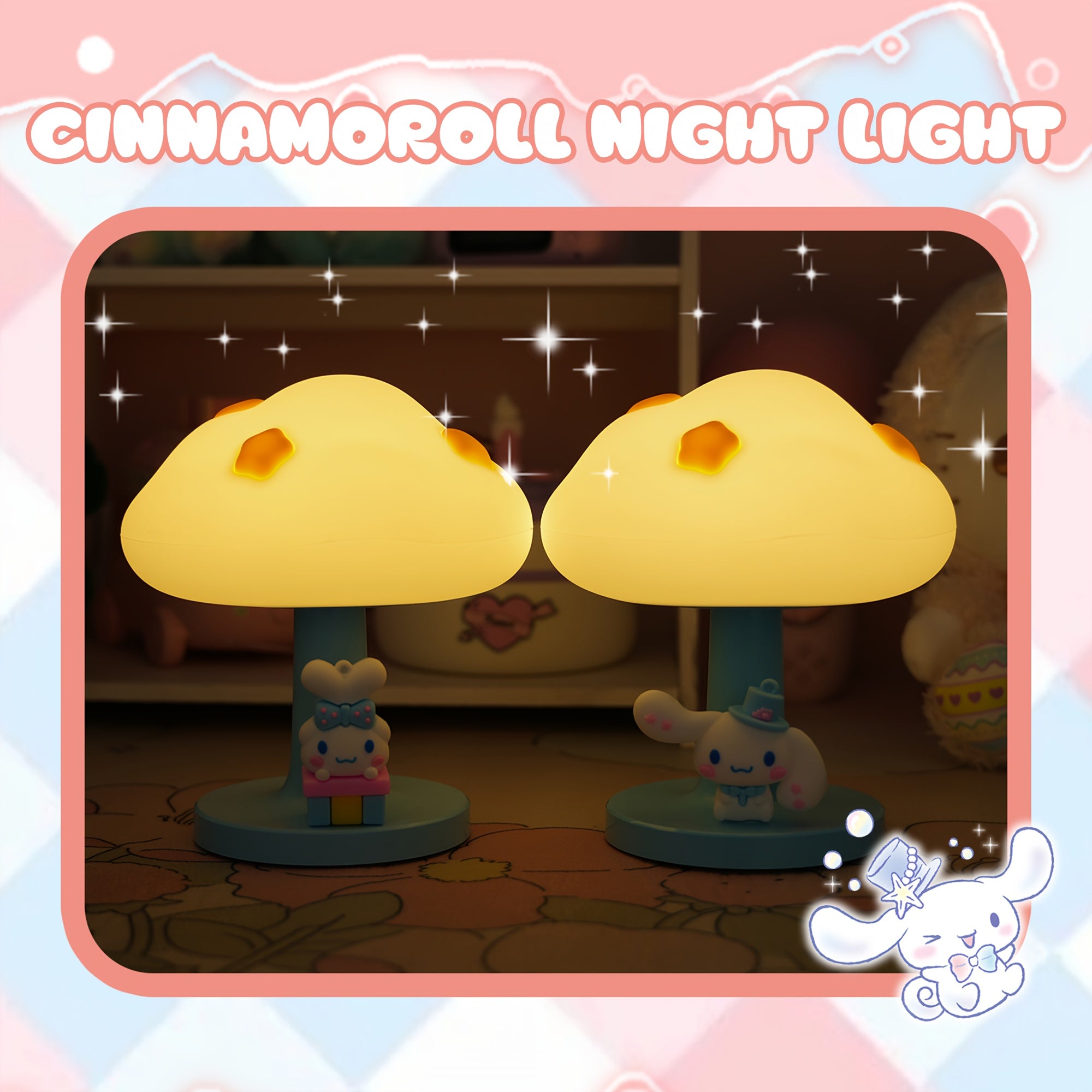 For Cinnamoroll Blue Cloud Night Light - Cute Adjustable Brightness LED Desk Lamp with 1200mAh Rechargeable Battery, Type-C Charging, Perfect for Bedroom, Office, or Gift for Women