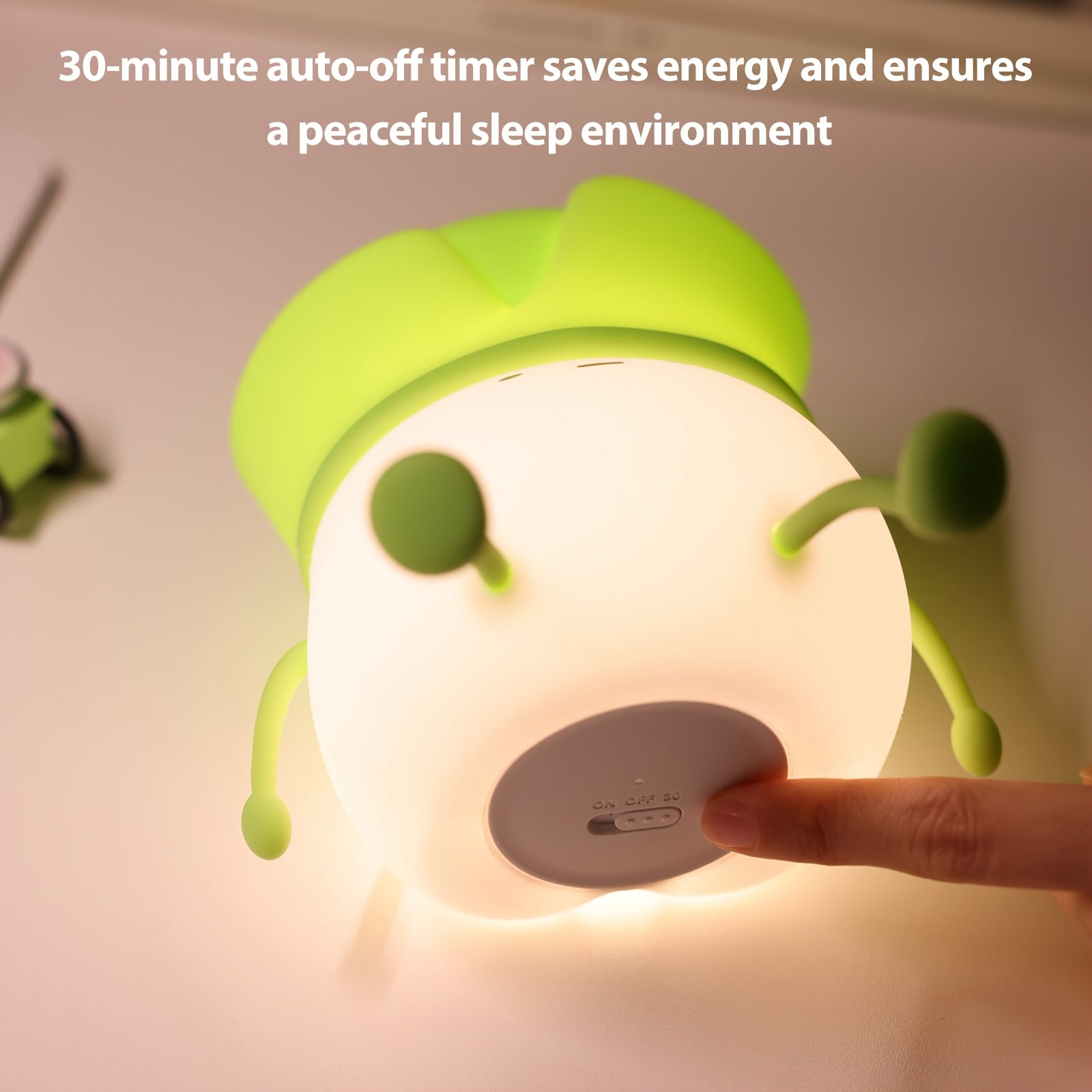 Cute Silicone Nursery Night Light with Adorable Face Design - Rechargeable, Dimmable, 3-Level Brightness, Auto Shut-Off Timer, USB Charging, Perfect for Bedroom or Nursery Decor, Youngsters's Sleeping Aid | Playful Character Light | Durable Plastic Light