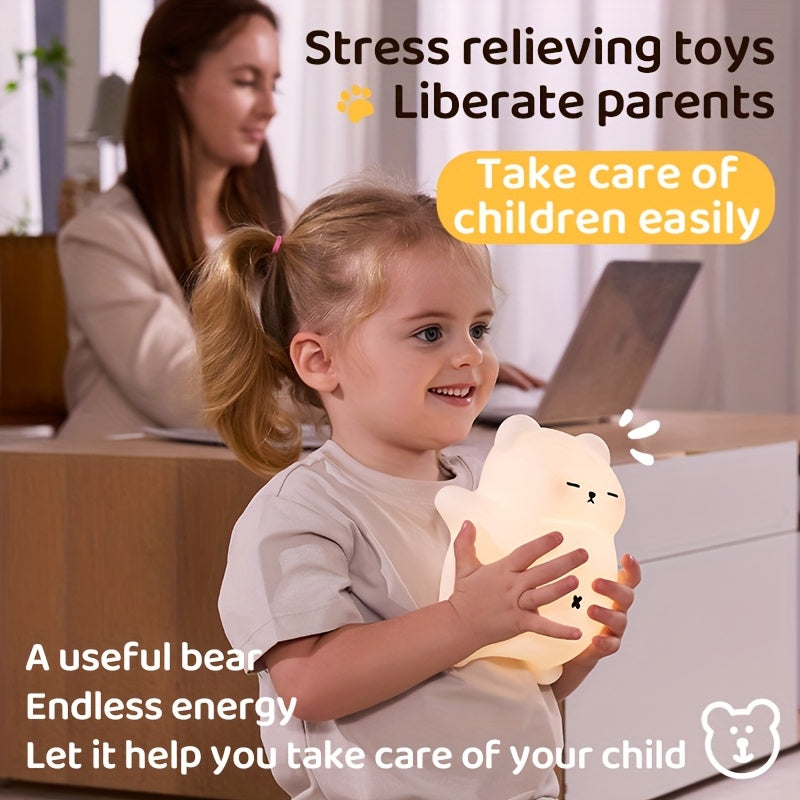 Snoring Bear - Maitreya Breathable Night Light for Anxiety & Stress, Relax Meditation Lamp with Gentle Glow, Adjustable Brightness, USB Rechargeable, Bedside Sleep Aid for Kids & Adults, Calming Gift, Bear Bedroom Decor