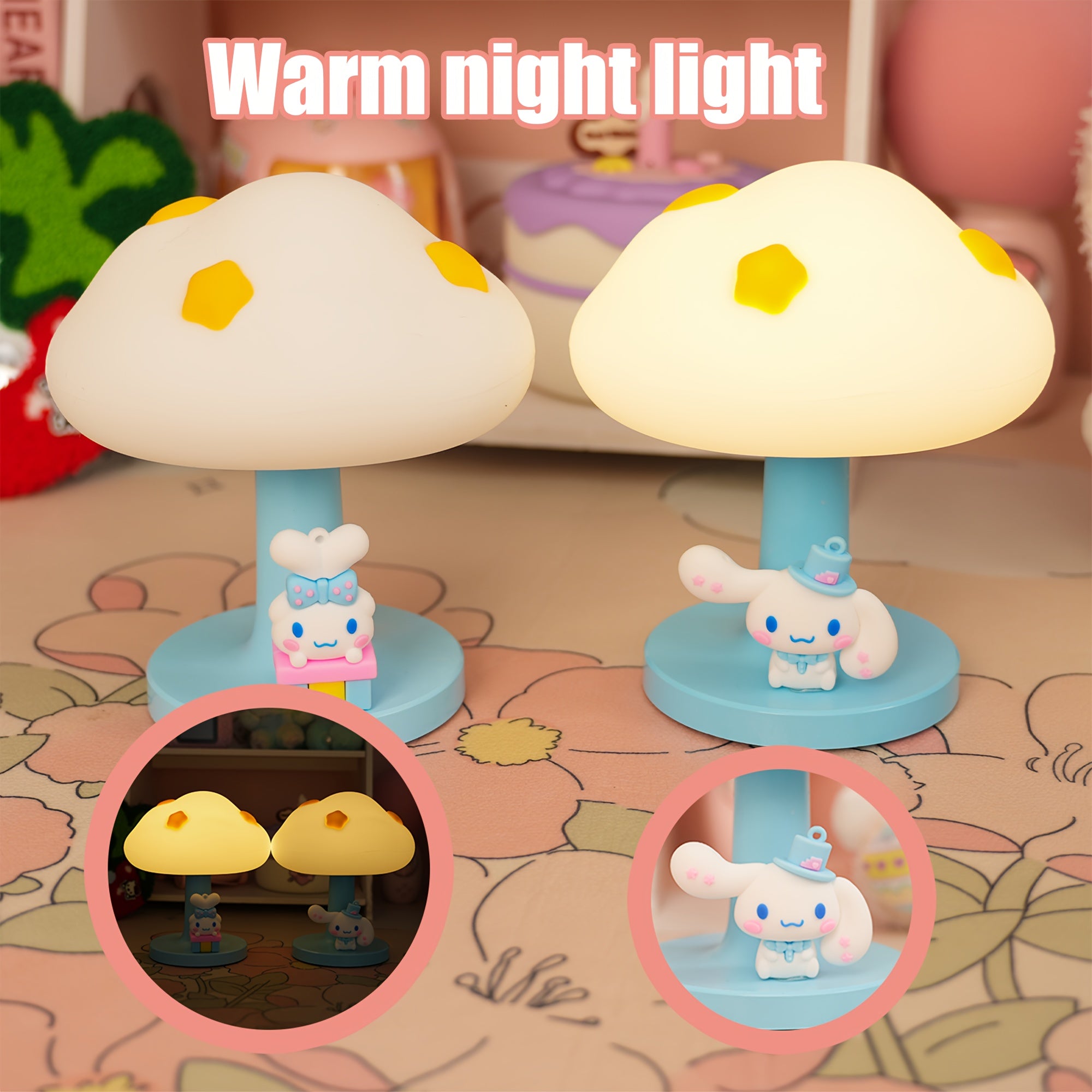 For Cinnamoroll Blue Cloud Night Light - Cute Adjustable Brightness LED Desk Lamp with 1200mAh Rechargeable Battery, Type-C Charging, Perfect for Bedroom, Office, or Gift for Women