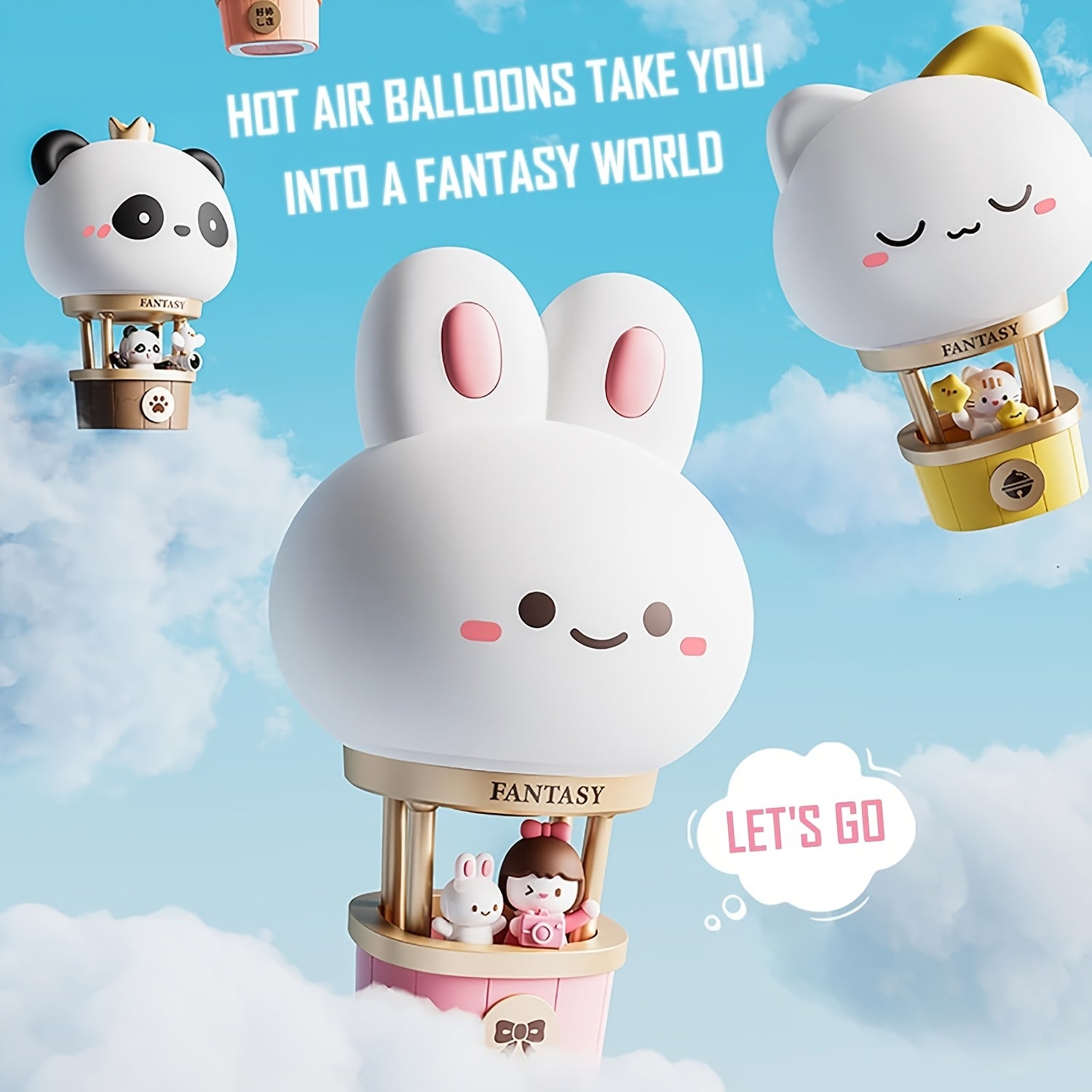 New hot air balloon charging nightlight, LED bedside lamp, 3 brightness levels, warm lamp, USB nightlight, suitable for bedroom and living room.