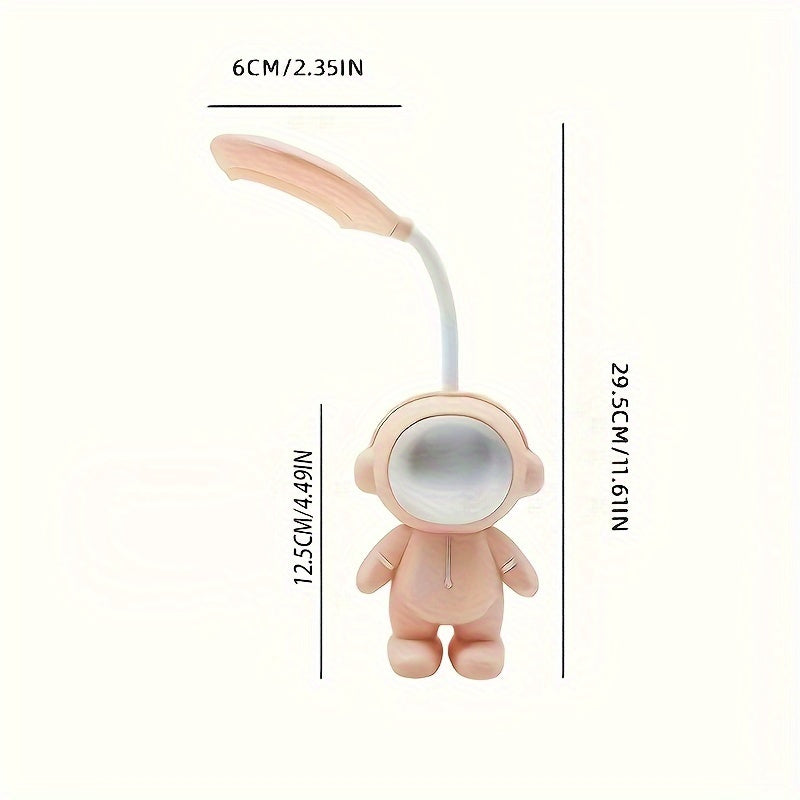 USB-Rechargeable Astronaut Desk Lamp - Pastel Colors (White/Blue/Red/), Eye-Caring LED Night Light, Portable Bedside & Workspace Lighting with Lithium Battery, Cute Astronaut Decor, Adults, Home Office - Ideal Gift for Space Enthusiasts, Playful Design,