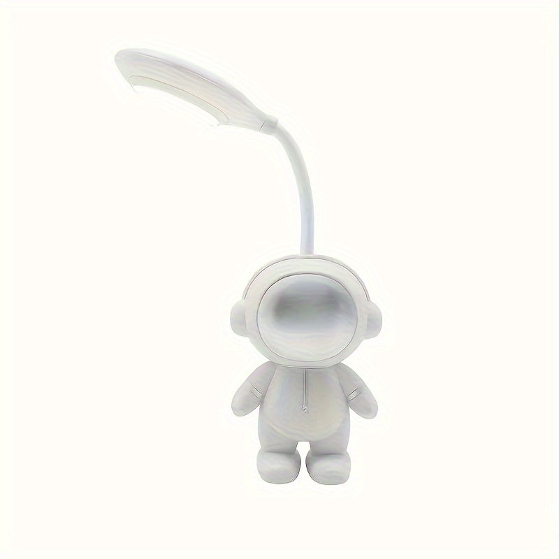 USB-Rechargeable Astronaut Desk Lamp - Pastel Colors (White/Blue/Red/), Eye-Caring LED Night Light, Portable Bedside & Workspace Lighting with Lithium Battery, Cute Astronaut Decor, Adults, Home Office - Ideal Gift for Space Enthusiasts, Playful Design,
