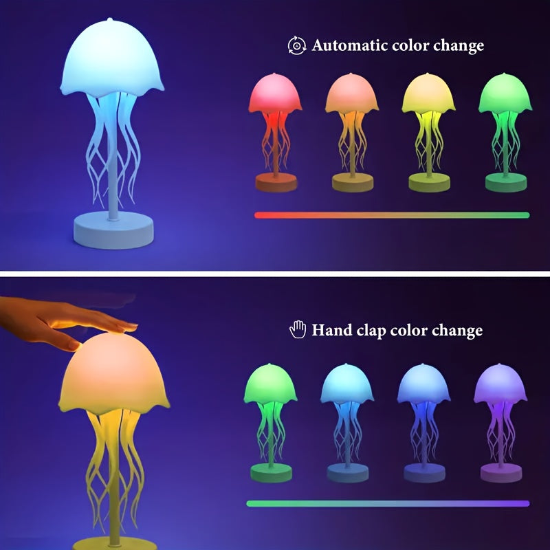 Voice-Controlled Jellyfish Lamp with Dancing Legs - Touch Sensor, Multiple Color Transformations, Ideal for Bedside Or Table Decor, Desk Decor Light | Animated Jellyfish Replica | USB Powered Lamp, Perfect Gift, Festival Decorations, Home Lighting, Modern