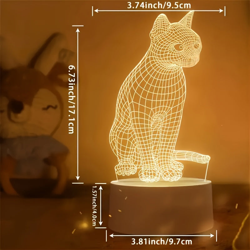 3D Cat-Shaped LED Table Lamp - USB-Powered Creative Art Desk Light, Warm Ambient Glow, No Batteries Needed, Perfect for Bedroom Decor & Unique Gift Idea, Cat Decor, Indoor Lighting, Modern Lighting, Durable Construction, Decorative Lighting, Home