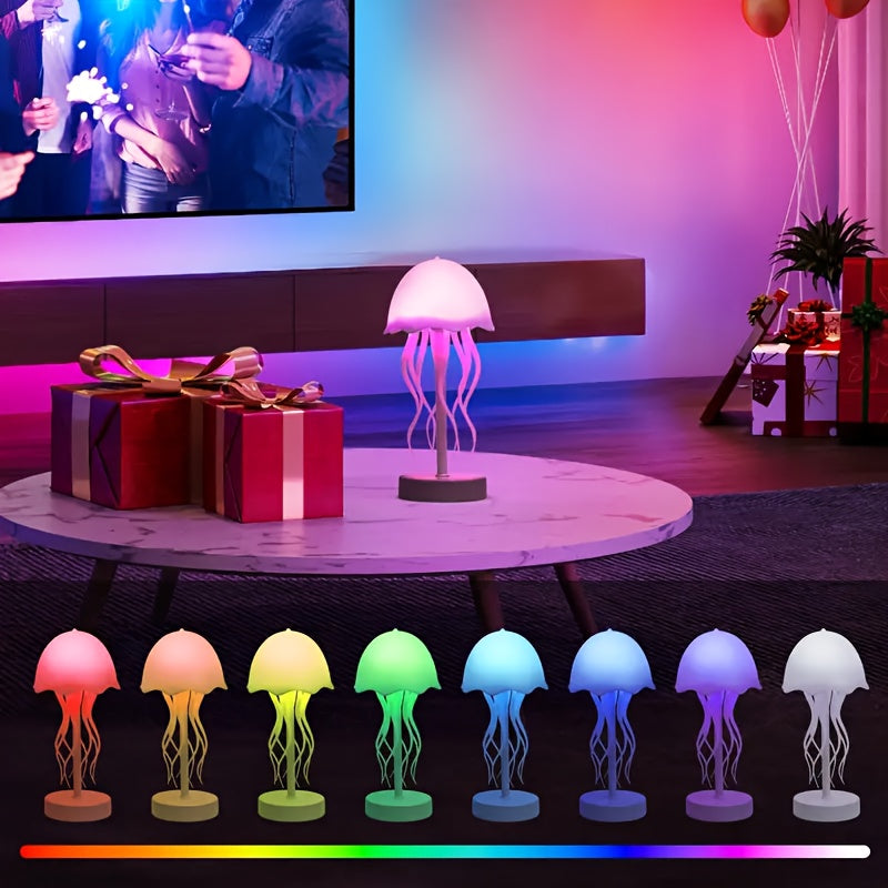 Voice-Controlled Jellyfish Lamp with Dancing Legs - Touch Sensor, Multiple Color Transformations, Ideal for Bedside Or Table Decor, Desk Decor Light | Animated Jellyfish Replica | USB Powered Lamp, Perfect Gift, Festival Decorations, Home Lighting, Modern