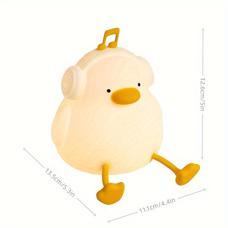 The Happy Duck Enjoy Duck Silicone Night Light Is a Clever Patting Lamp That Can Be Recharged Via USB. It Has Touch Sensitivity, Three Levels of Brightness Adjustment, And a Timer, Making It a Perfect Decorative Light for Any Room.