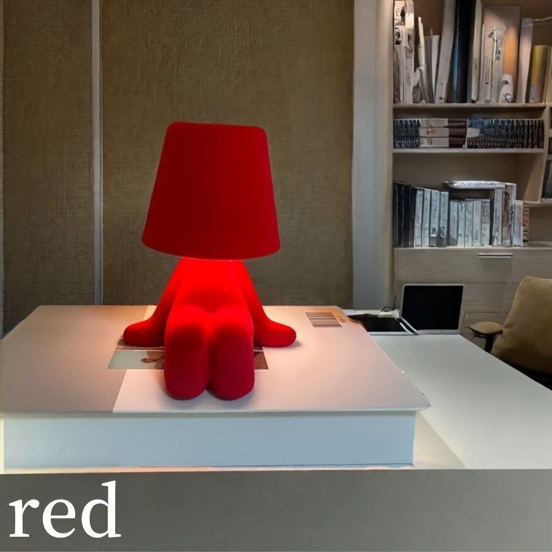 Modern Nordic Style LED Desk Lamp with Adjustable Brightness - USB Rechargeable Night Light, 4 Color Options (Red/Blue/Pink/Green), Sleek Minimalist Design for Bedroom, Office, or Living Room Decor, Desk Lamp for Office, Contemporary Lighting, Durable