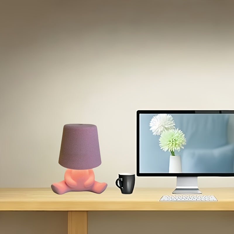 Modern Nordic Style LED Desk Lamp with Adjustable Brightness - USB Rechargeable Night Light, 4 Color Options (Red/Blue/Pink/Green), Sleek Minimalist Design for Bedroom, Office, or Living Room Decor, Desk Lamp for Office, Contemporary Lighting, Durable
