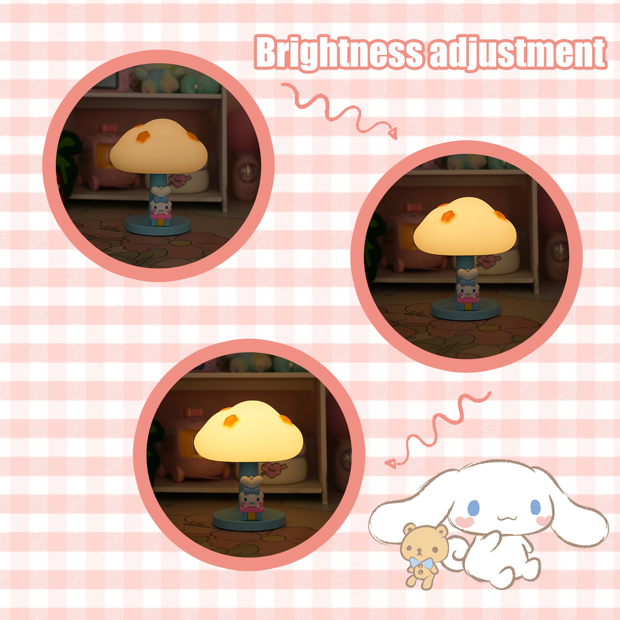 For Cinnamoroll Blue Cloud Night Light - Cute Adjustable Brightness LED Desk Lamp with 1200mAh Rechargeable Battery, Type-C Charging, Perfect for Bedroom, Office, or Gift for Women
