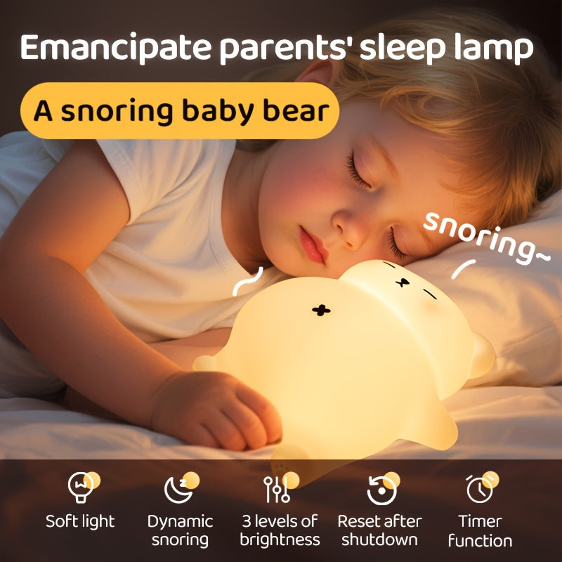 Snoring Bear - Maitreya Breathable Night Light for Anxiety & Stress, Relax Meditation Lamp with Gentle Glow, Adjustable Brightness, USB Rechargeable, Bedside Sleep Aid for Kids & Adults, Calming Gift, Bear Bedroom Decor