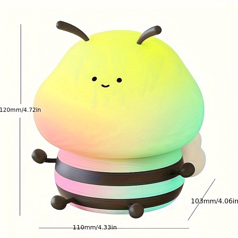 1pc Soft Honeybee Night Light, Rechargeable Eye Protection Bedside Lamp with Colorful Changing Colors, Cute Bedroom Decorative Ornament
