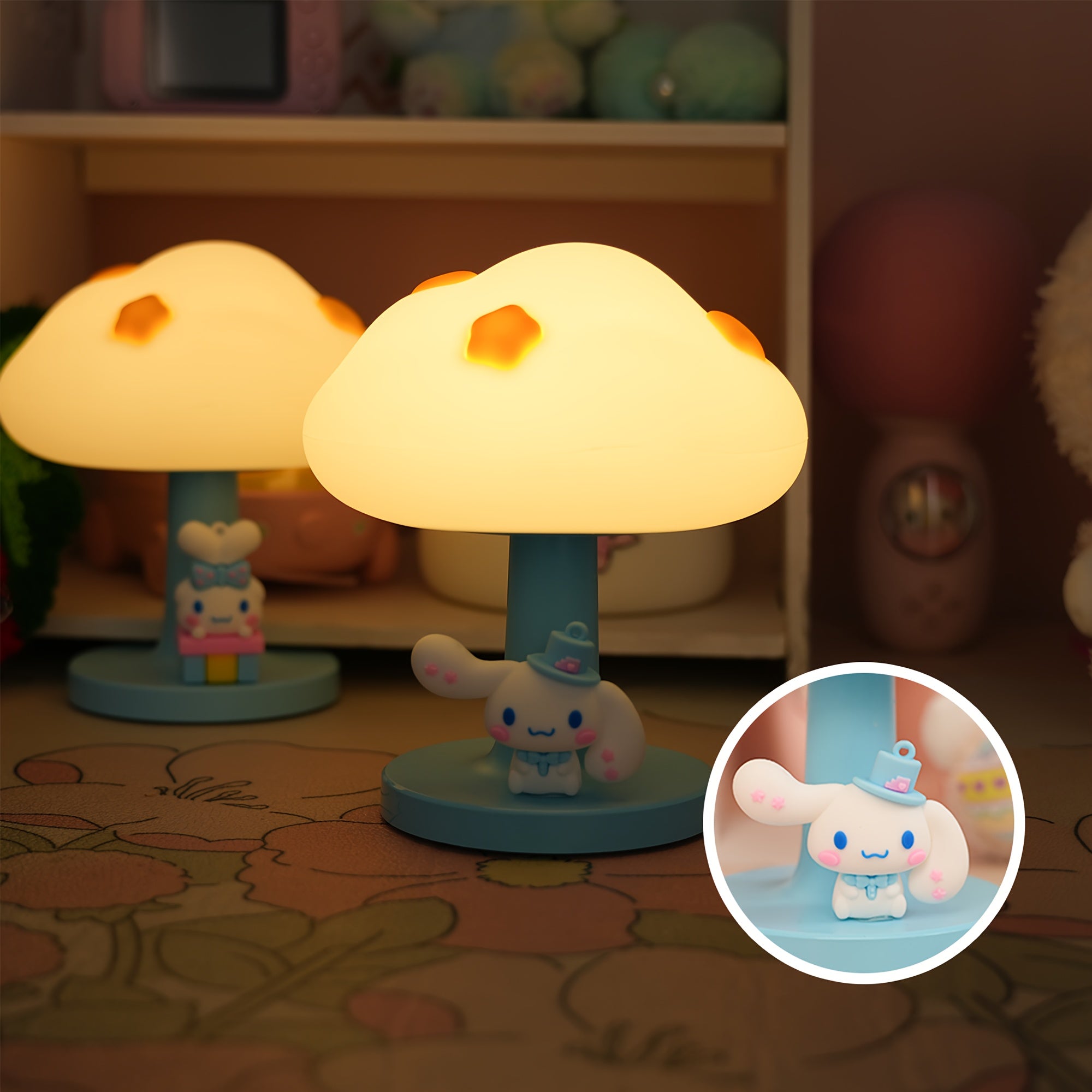 For Cinnamoroll Blue Cloud Night Light - Cute Adjustable Brightness LED Desk Lamp with 1200mAh Rechargeable Battery, Type-C Charging, Perfect for Bedroom, Office, or Gift for Women