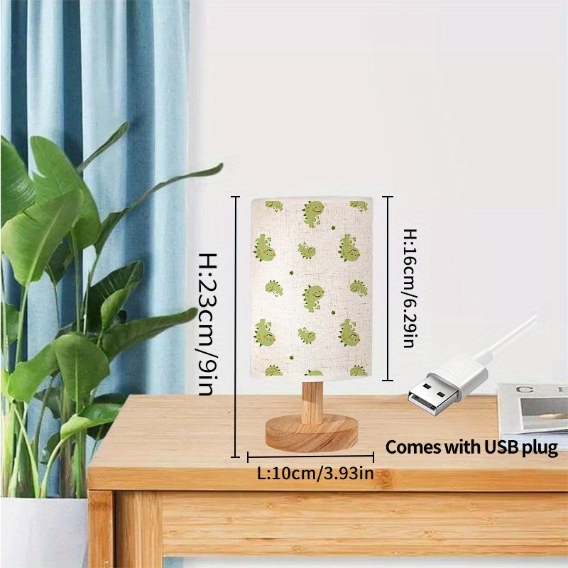 1pc Cute Dinosaur Pattern Table Lamp, USB Powered, Warm Ambient Light for Home Decor, Push Button Control, Upward Lighting, No Battery Required, Suitable for Various Room Types, Dinosaur Room Decor