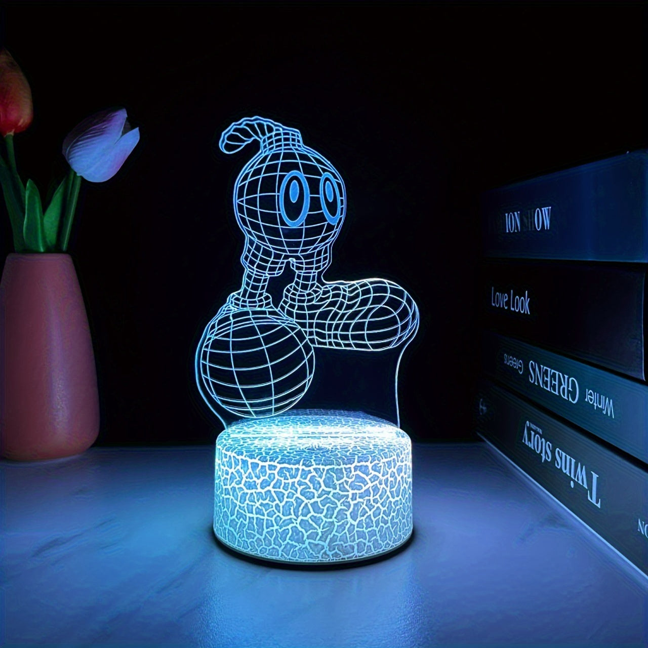 Modern 3D Cartoon Night Light Desk Lamp - USB Powered, 7-Color Touch Switch, Plastic Tabletop Uplight for Bedroom, Study, Gaming Room - Ideal Holiday & Birthday Gift, Desk Lamp for Office, Study Room Lighting, Playful Design, Durable Plastic