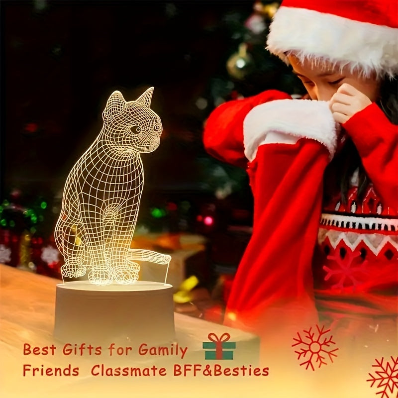 3D Cat-Shaped LED Table Lamp - USB-Powered Creative Art Desk Light, Warm Ambient Glow, No Batteries Needed, Perfect for Bedroom Decor & Unique Gift Idea, Cat Decor, Indoor Lighting, Modern Lighting, Durable Construction, Decorative Lighting, Home