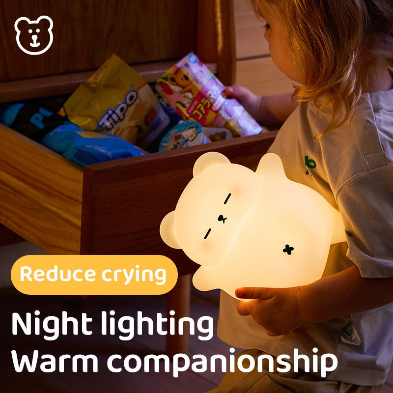 Snoring Bear - Maitreya Breathable Night Light for Anxiety & Stress, Relax Meditation Lamp with Gentle Glow, Adjustable Brightness, USB Rechargeable, Bedside Sleep Aid for Kids & Adults, Calming Gift, Bear Bedroom Decor