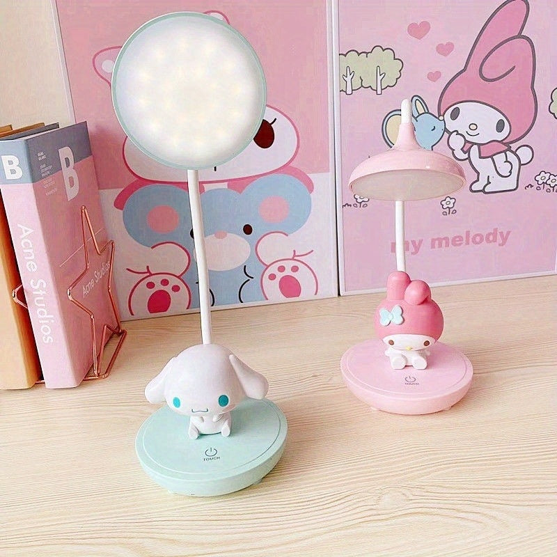 Sanrio for hello kitty & for Cinnamoroll 3-Speed Touch Control Desk Lamp - Cute Cartoon Character PVC Bedside Lamp for Bedroom, Dorm, Study - No Electricity Needed, Soft Glow Lighting, Dorm Room Decor, Playful Design, Durable Lighting