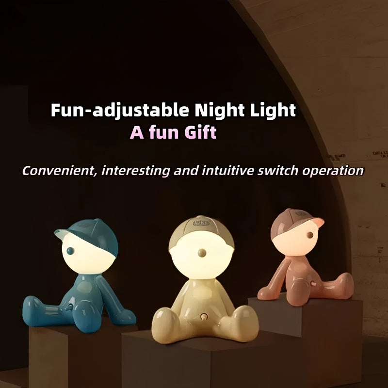 1pc Smart Lamp - Adjustable Brightness And Color, RGB Cartoon Head Smart Lamp - Button Control, Durable ABS, Perfect for Bedroom Or Living Room Decoration, Unique Friends And Family Gift Idea, Smart Light, Best Birthday Gifts for Friends And Family
