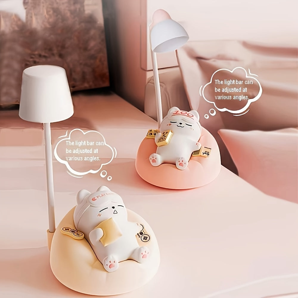 [Modern Cat Night Light] 2pcs USB Rechargeable Cat Night Light with 3-Level Brightness Adjustment | Touch Control, Modern Anime-Themed Design, Pat Light, Decompression Light, Atmosphere Light, Ideal for Bedroom Decor - Rechargeable Lithium Battery