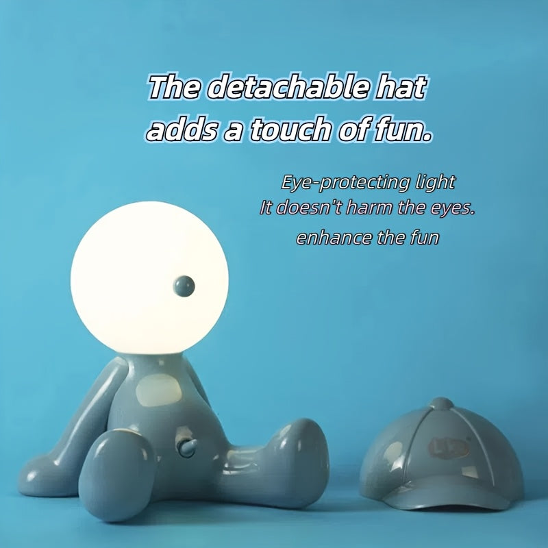 1pc Smart Lamp - Adjustable Brightness And Color, RGB Cartoon Head Smart Lamp - Button Control, Durable ABS, Perfect for Bedroom Or Living Room Decoration, Unique Friends And Family Gift Idea, Smart Light, Best Birthday Gifts for Friends And Family