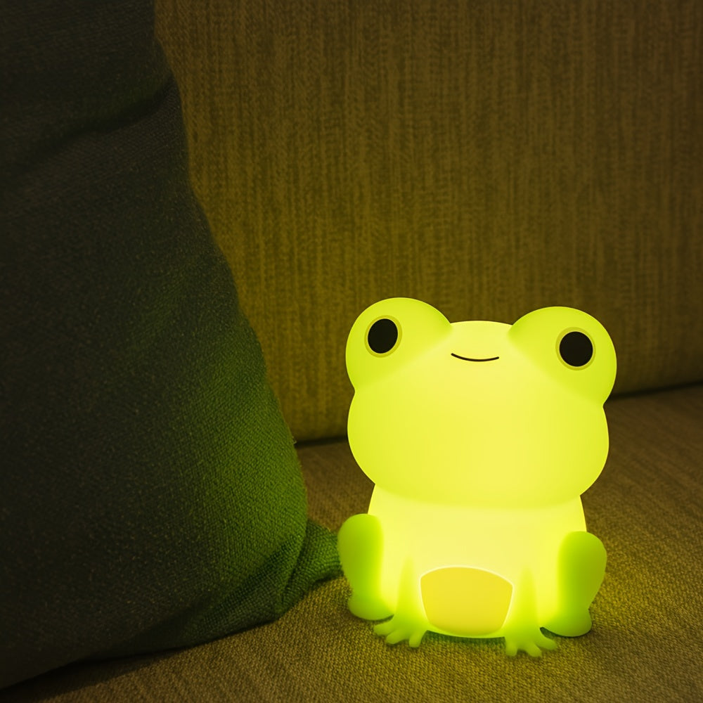 [Cute Frog Night Light] 1pc Cute Frog Night Light | Adjustable Brightness, Sensitive Touch Control, Rechargeable LED Lamp - Frog-Shaped Design for Bedroom or Desk Decor, Indoor Use, Battery, Playful Design