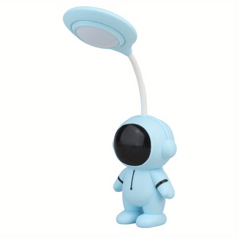 USB-Rechargeable Astronaut Desk Lamp - Pastel Colors (White/Blue/Red/), Eye-Caring LED Night Light, Portable Bedside & Workspace Lighting with Lithium Battery, Cute Astronaut Decor, Adults, Home Office - Ideal Gift for Space Enthusiasts, Playful Design,