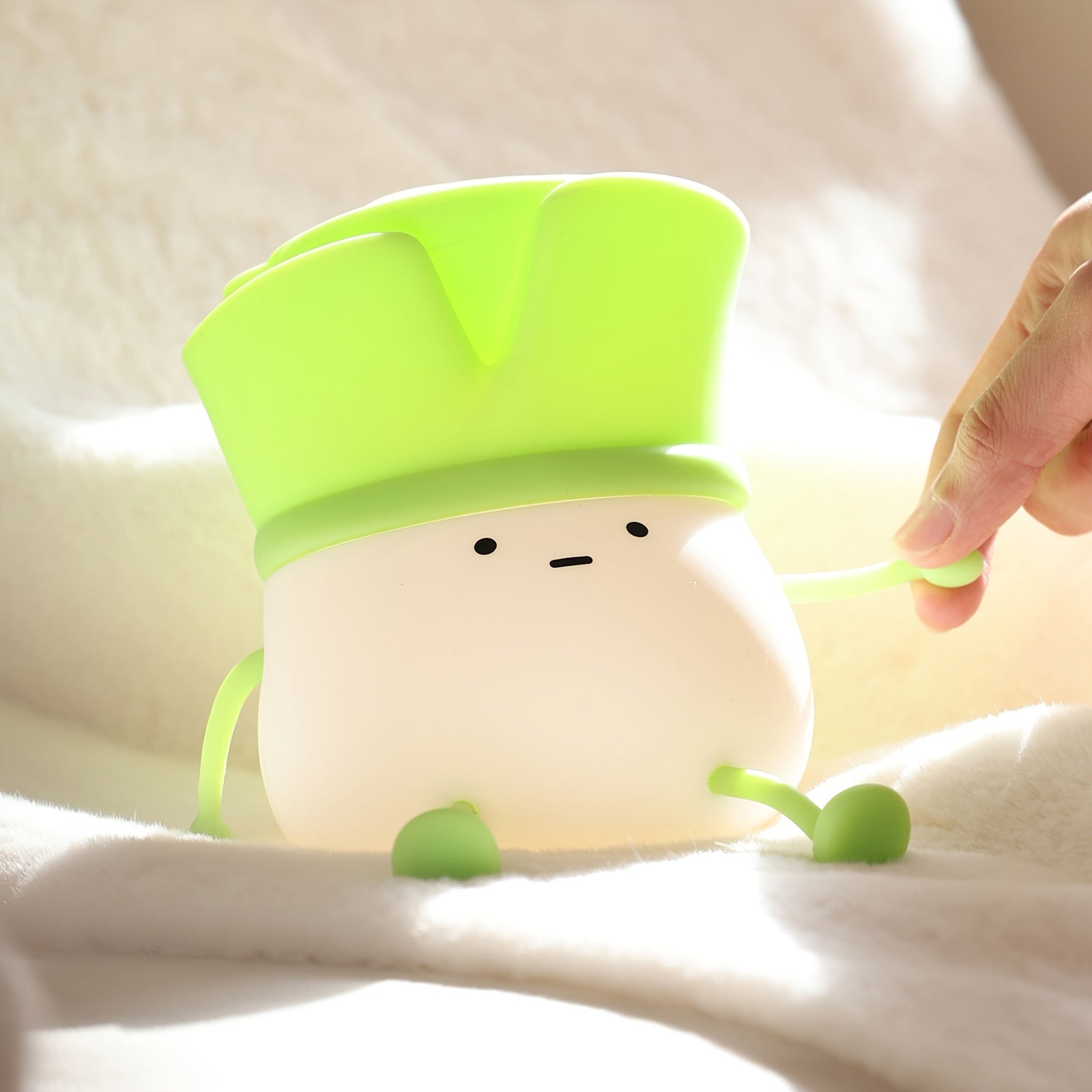 Cute Silicone Nursery Night Light with Adorable Face Design - Rechargeable, Dimmable, 3-Level Brightness, Auto Shut-Off Timer, USB Charging, Perfect for Bedroom or Nursery Decor, Youngsters's Sleeping Aid | Playful Character Light | Durable Plastic Light