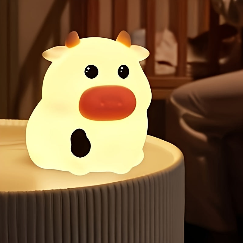 1pc, Three-stage Dimming Timer Little Cow, Quack Duck, Nezha Little Night Lamp, Touch-sensitive Desktop LED Night Lamp, with Rechargeable Battery - 500mAh, Portable Sleep Companion, Indoor And Outdoor Decoration Bedside Lamp, Playful Design, Decorative