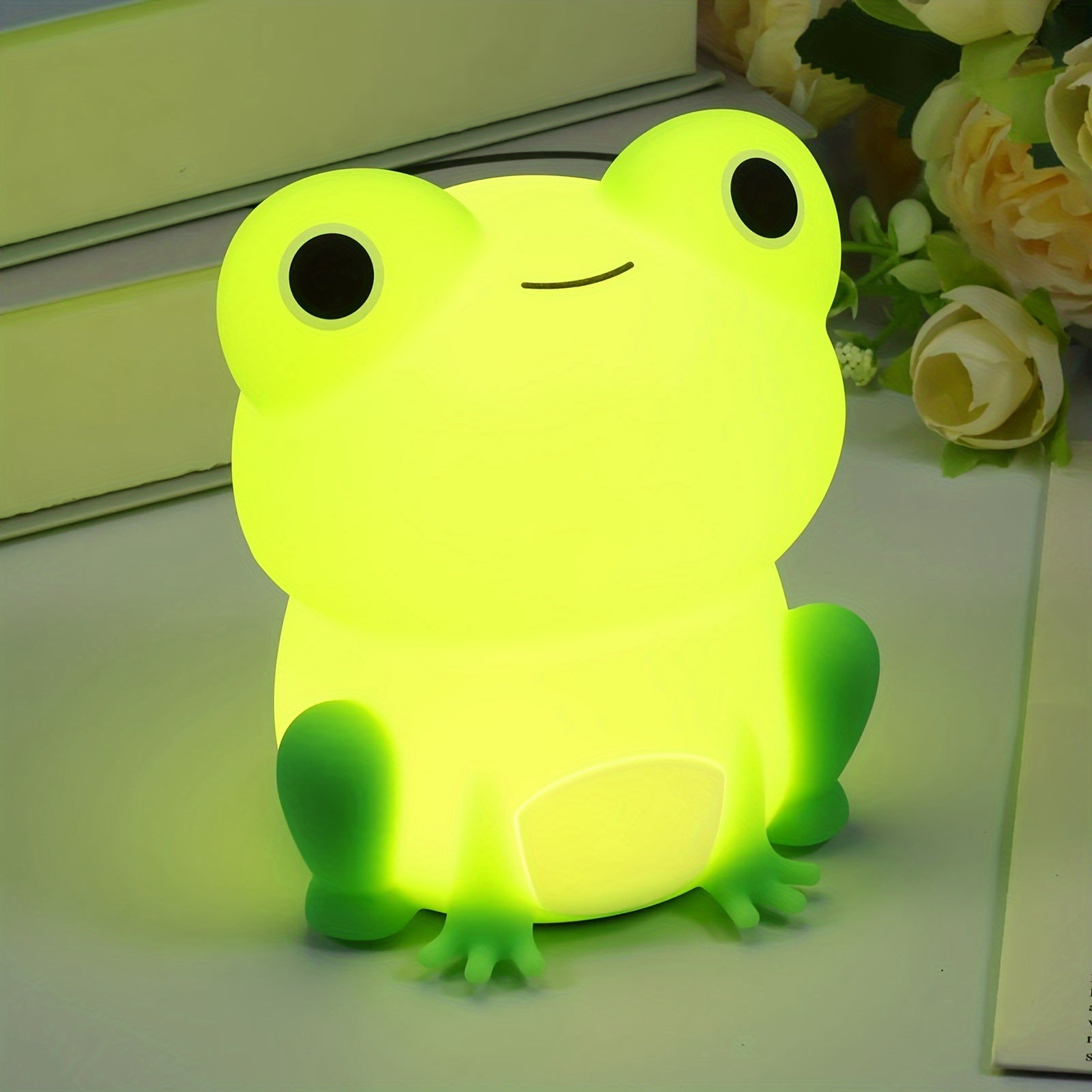 [Cute Frog Night Light] 1pc Cute Frog Night Light | Adjustable Brightness, Sensitive Touch Control, Rechargeable LED Lamp - Frog-Shaped Design for Bedroom or Desk Decor, Indoor Use, Battery, Playful Design