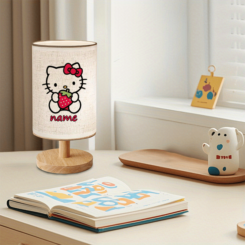 Personalized Hello Kitty Night Light with Custom Name - USB-Powered Warm Yellow Upward Reading Lamp, Cute Strawberry & Bow Design Bedroom Decor, Anniversary Gift for Girlfriend, Women's Desk Lamp, Hello Kitty Room Decor, Sanrio