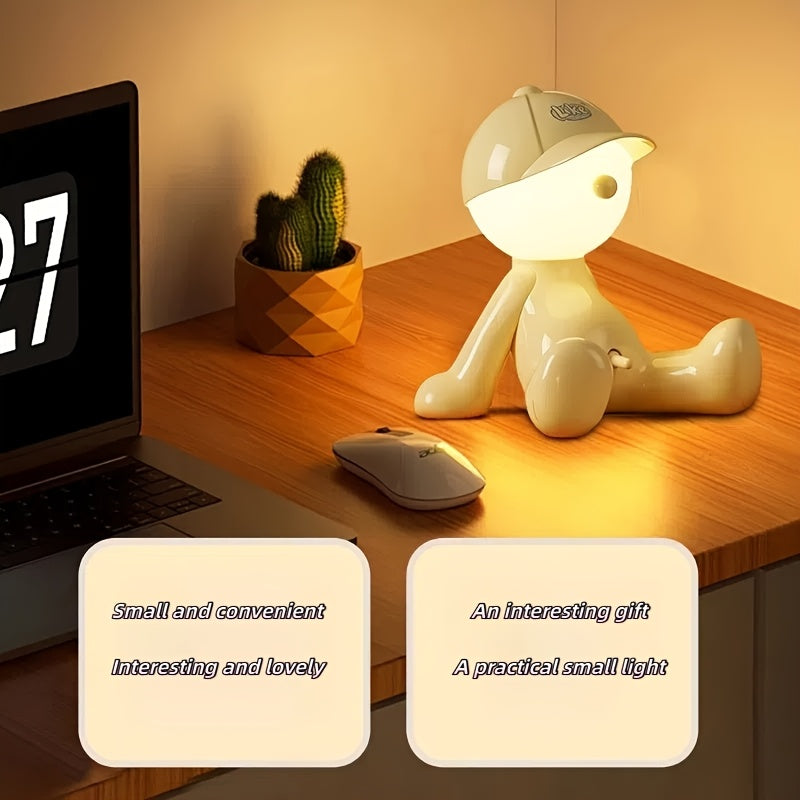 1pc Smart Lamp - Adjustable Brightness And Color, RGB Cartoon Head Smart Lamp - Button Control, Durable ABS, Perfect for Bedroom Or Living Room Decoration, Unique Friends And Family Gift Idea, Smart Light, Best Birthday Gifts for Friends And Family