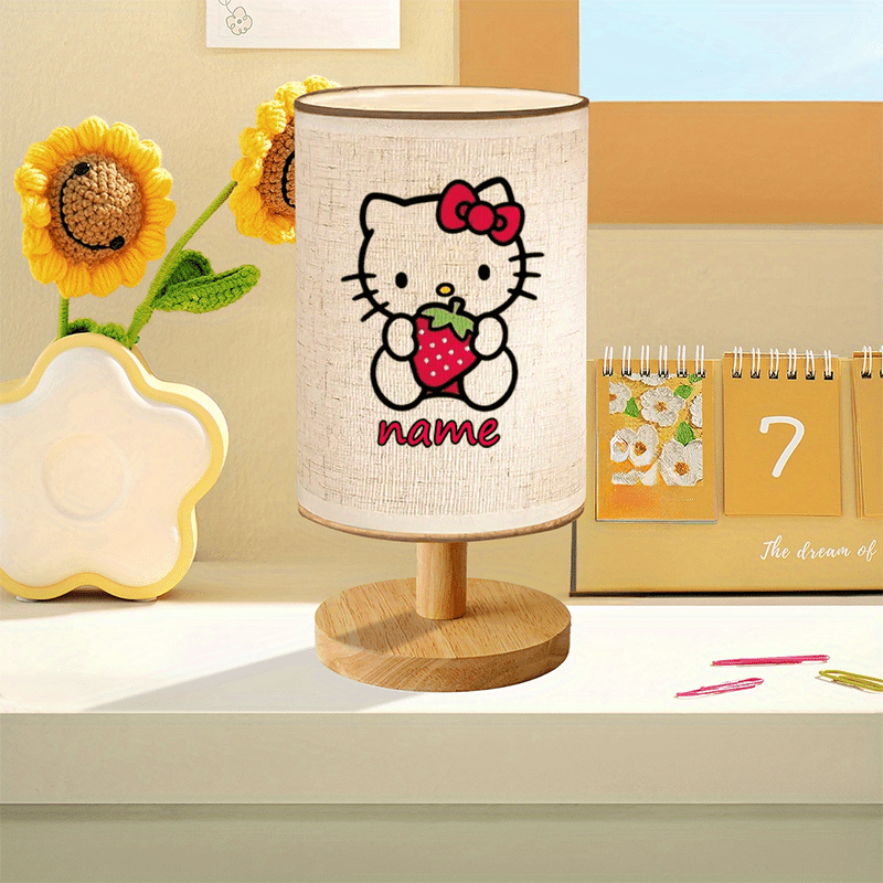 Personalized Hello Kitty Night Light with Custom Name - USB-Powered Warm Yellow Upward Reading Lamp, Cute Strawberry & Bow Design Bedroom Decor, Anniversary Gift for Girlfriend, Women's Desk Lamp, Hello Kitty Room Decor, Sanrio