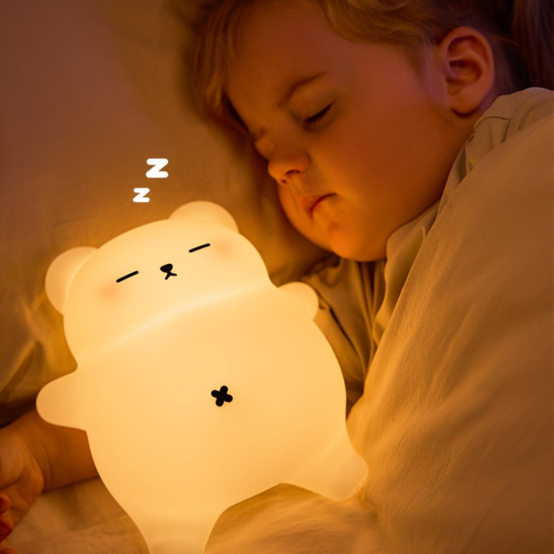 Snoring Bear - Maitreya Breathable Night Light for Anxiety & Stress, Relax Meditation Lamp with Gentle Glow, Adjustable Brightness, USB Rechargeable, Bedside Sleep Aid for Kids & Adults, Calming Gift, Bear Bedroom Decor