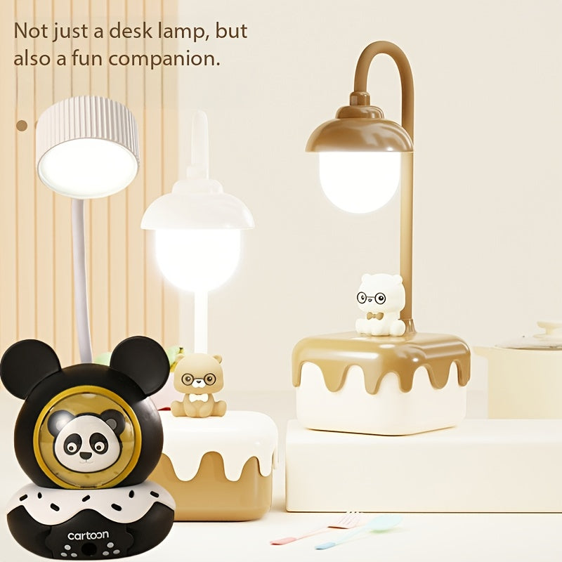 Cute Panda Desk Lamp for Eye Protection, Soft Light for Children's Desk Drawing, Good Lighting for Children, USB Charging with 4-hour Long Battery Life, Cartoon Panda Can Be Used As Indoor Ornament