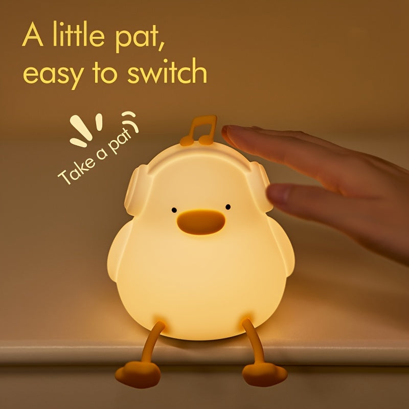 The Happy Duck Enjoy Duck Silicone Night Light Is a Clever Patting Lamp That Can Be Recharged Via USB. It Has Touch Sensitivity, Three Levels of Brightness Adjustment, And a Timer, Making It a Perfect Decorative Light for Any Room.