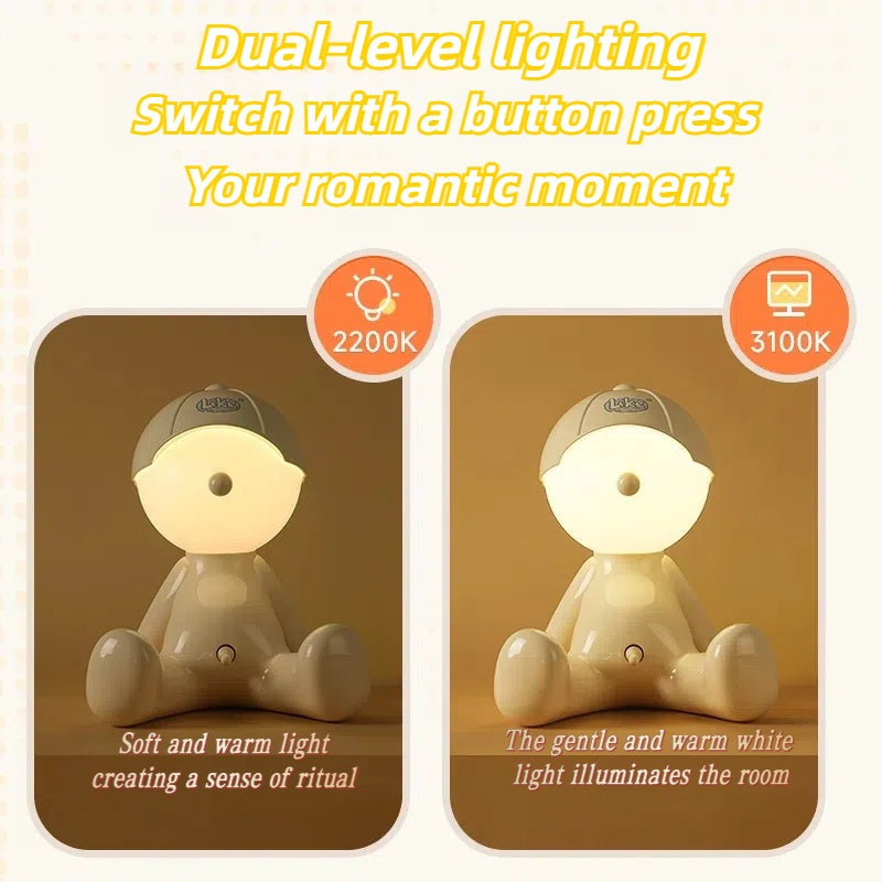 1pc Smart Lamp - Adjustable Brightness And Color, RGB Cartoon Head Smart Lamp - Button Control, Durable ABS, Perfect for Bedroom Or Living Room Decoration, Unique Friends And Family Gift Idea, Smart Light, Best Birthday Gifts for Friends And Family