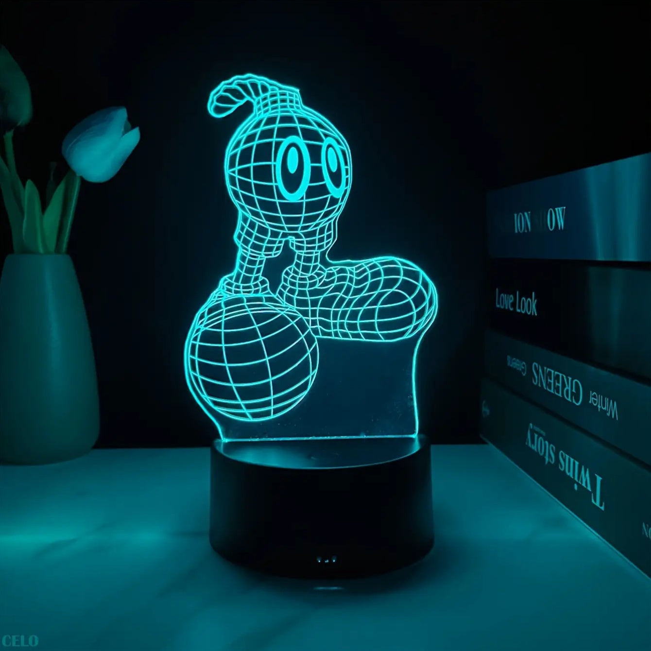 Modern 3D Cartoon Night Light Desk Lamp - USB Powered, 7-Color Touch Switch, Plastic Tabletop Uplight for Bedroom, Study, Gaming Room - Ideal Holiday & Birthday Gift, Desk Lamp for Office, Study Room Lighting, Playful Design, Durable Plastic
