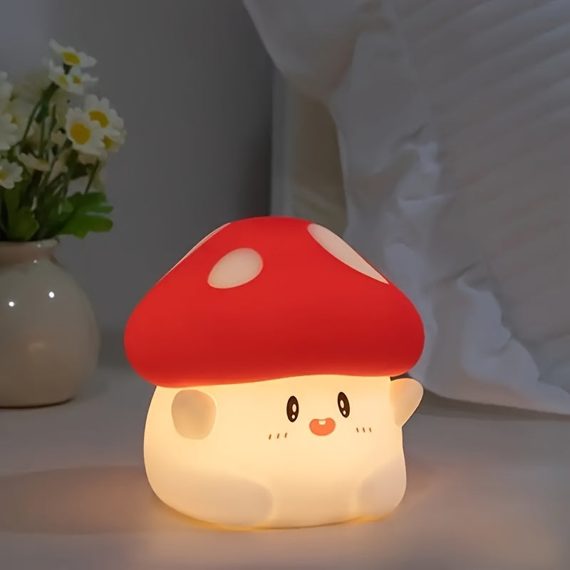 HCAVEY-Cute Mushroom Night Light. Adjust The Brightness In Second Gear, Light Up In One Shot, with Touch Function, USB Charging. Suitable for Various Room Types, Bedside Lamp Ambient Light, Great Holiday Gifts for Friends, Birthday Gifts.