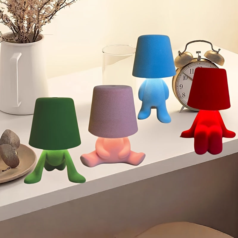 Modern Nordic Style LED Desk Lamp with Adjustable Brightness - USB Rechargeable Night Light, 4 Color Options (Red/Blue/Pink/Green), Sleek Minimalist Design for Bedroom, Office, or Living Room Decor, Desk Lamp for Office, Contemporary Lighting, Durable
