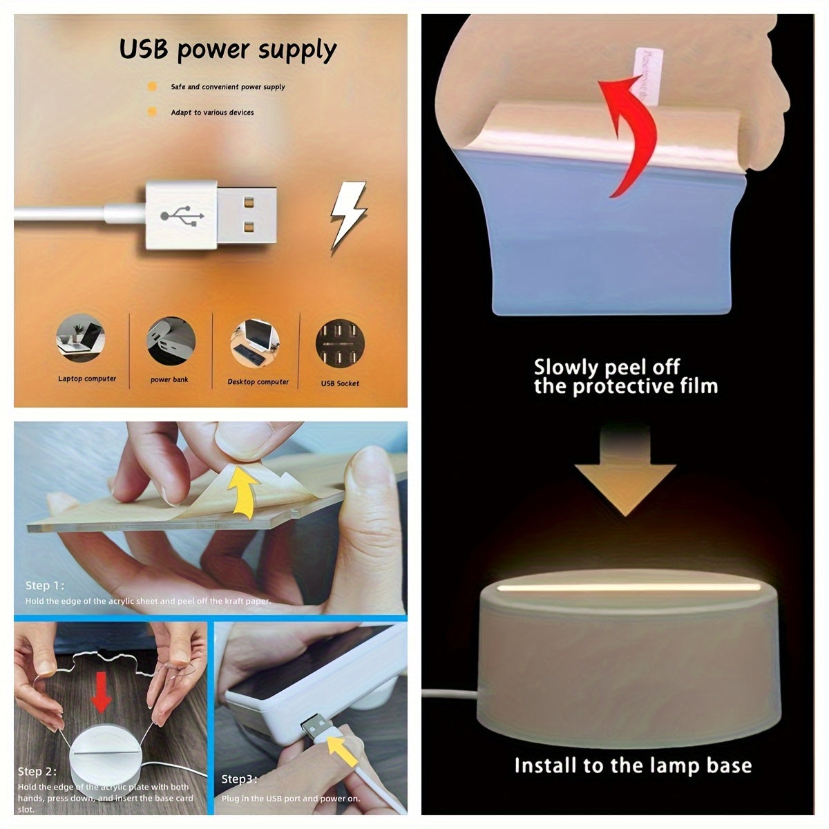 3D Cat-Shaped LED Table Lamp - USB-Powered Creative Art Desk Light, Warm Ambient Glow, No Batteries Needed, Perfect for Bedroom Decor & Unique Gift Idea, Cat Decor, Indoor Lighting, Modern Lighting, Durable Construction, Decorative Lighting, Home