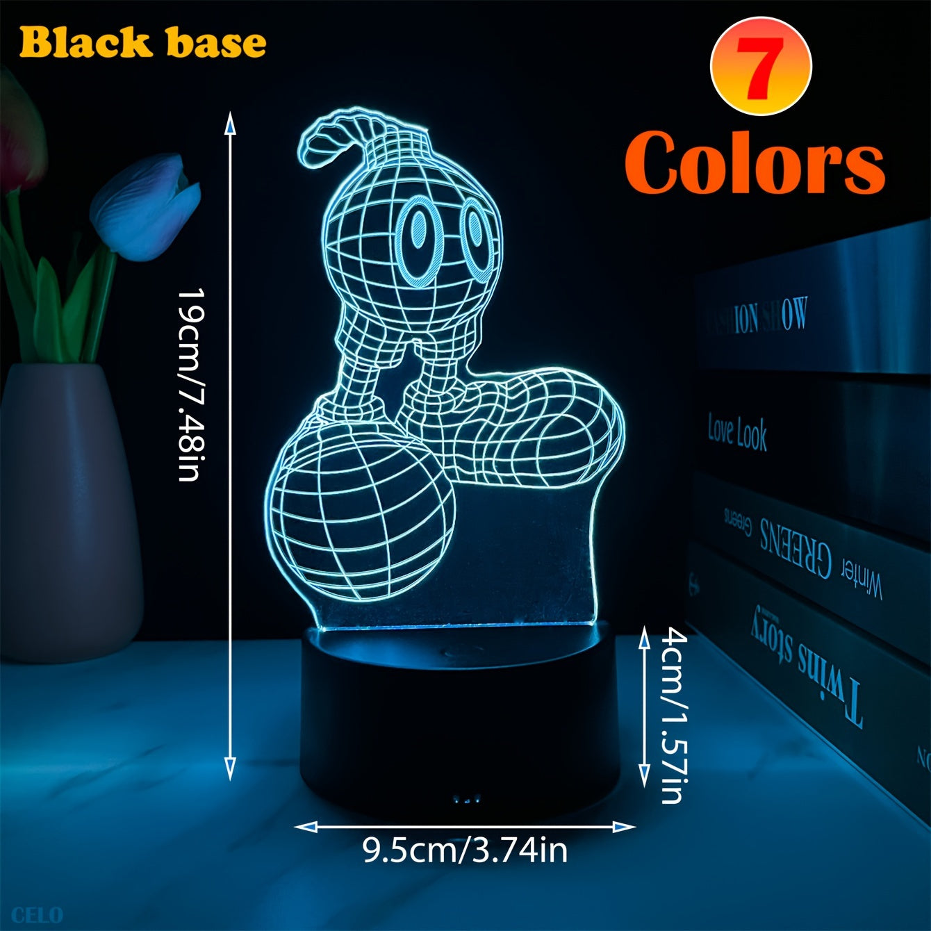 Modern 3D Cartoon Night Light Desk Lamp - USB Powered, 7-Color Touch Switch, Plastic Tabletop Uplight for Bedroom, Study, Gaming Room - Ideal Holiday & Birthday Gift, Desk Lamp for Office, Study Room Lighting, Playful Design, Durable Plastic