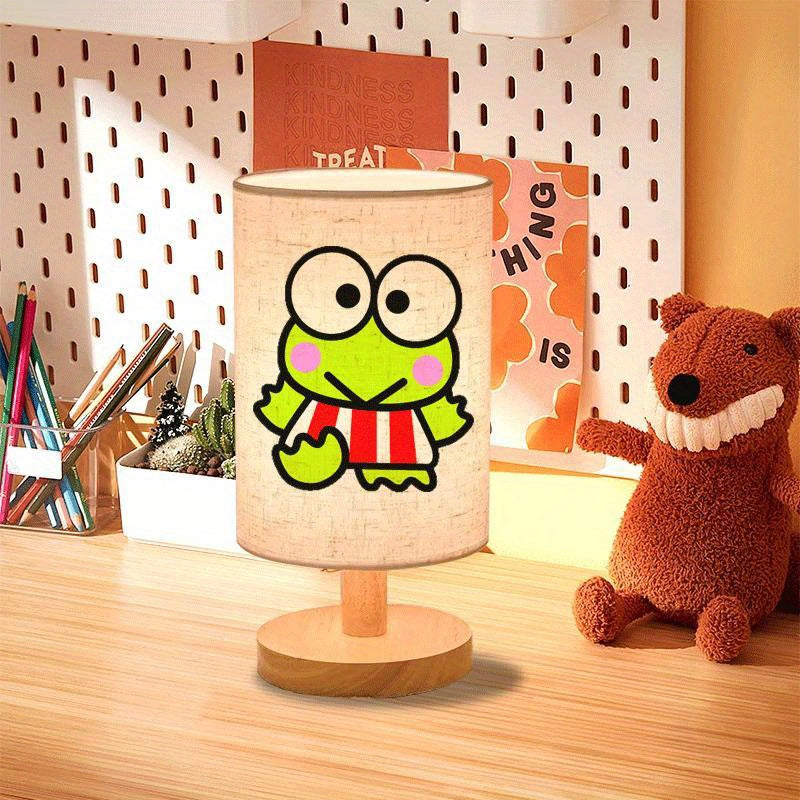 Sanrio Keroppi Plaid Bedside Table Lamp with Striped Design, USB Powered Night Light for Gifts, Small Night Light for Friends, Suitable as a Bedside Night Light