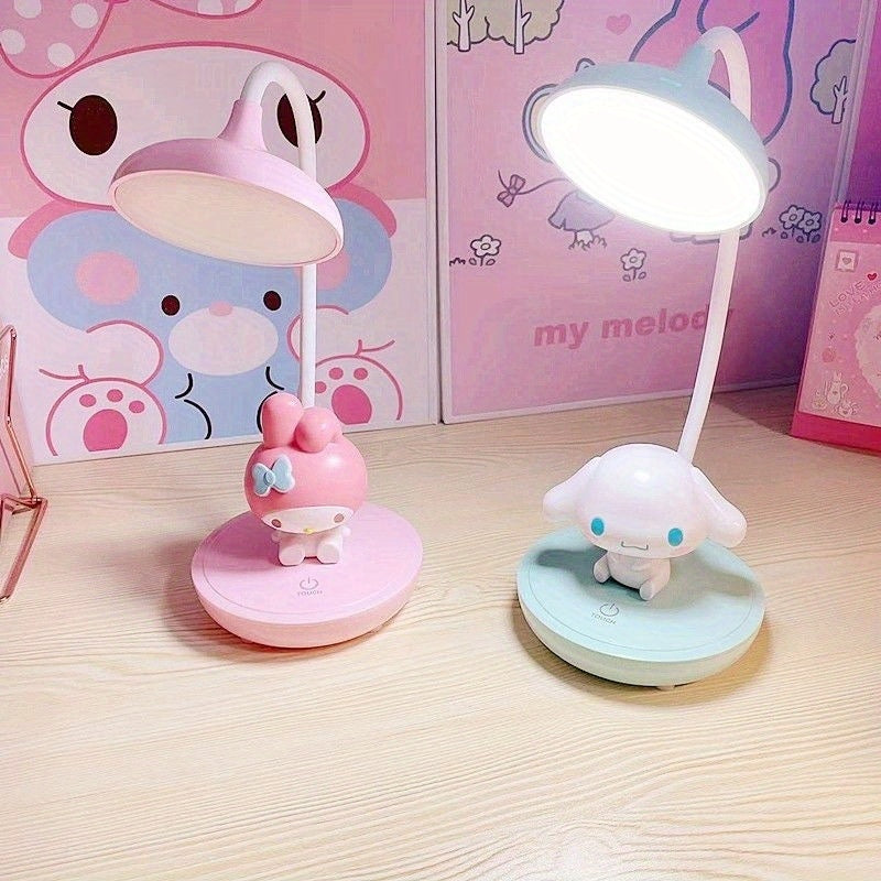 Sanrio for hello kitty & for Cinnamoroll 3-Speed Touch Control Desk Lamp - Cute Cartoon Character PVC Bedside Lamp for Bedroom, Dorm, Study - No Electricity Needed, Soft Glow Lighting, Dorm Room Decor, Playful Design, Durable Lighting
