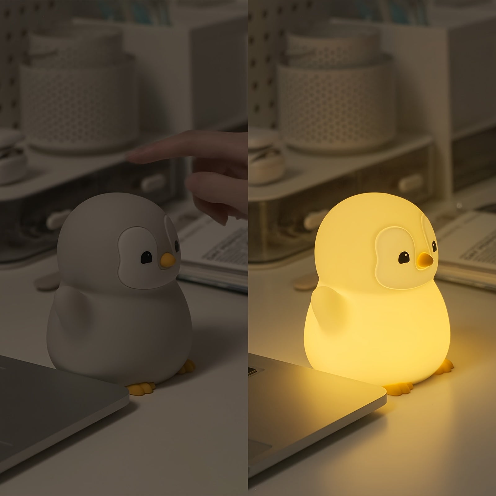 1pc Penguin Night Light Sleep Companion Bedside Lamp with Sensor, Christmas Gift with Data Cable for Bedroom, Living Room, Dining Table Decoration, Holiday and Birthday Present