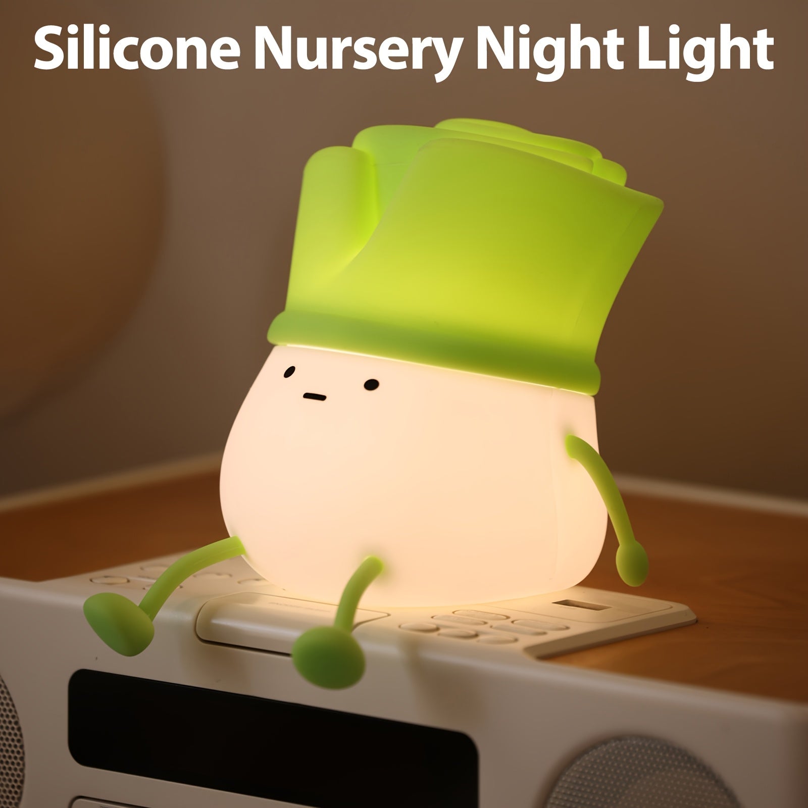 Cute Silicone Nursery Night Light with Adorable Face Design - Rechargeable, Dimmable, 3-Level Brightness, Auto Shut-Off Timer, USB Charging, Perfect for Bedroom or Nursery Decor, Youngsters's Sleeping Aid | Playful Character Light | Durable Plastic Light