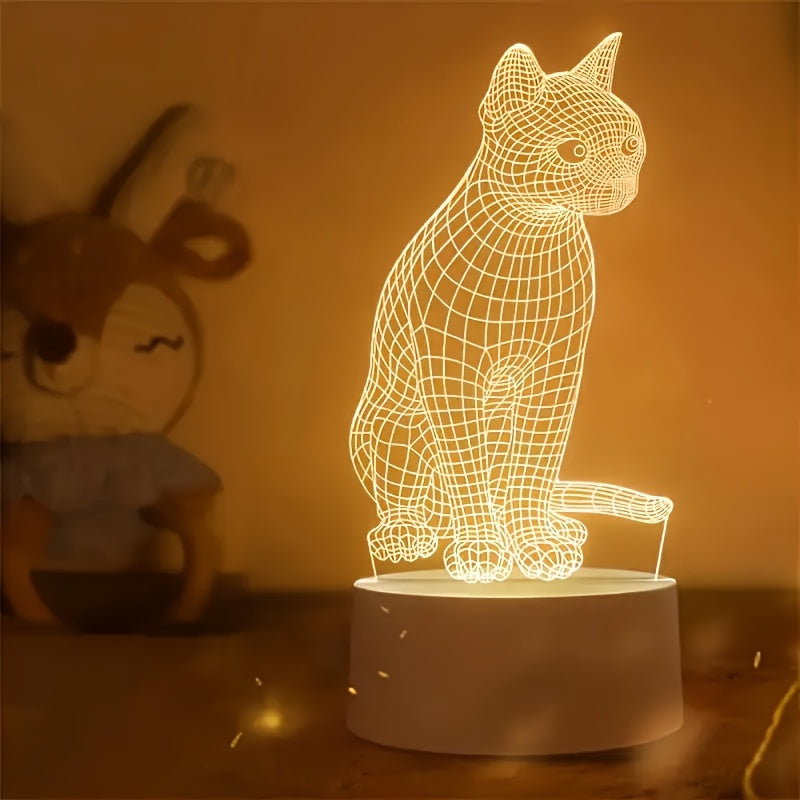 3D Cat-Shaped LED Table Lamp - USB-Powered Creative Art Desk Light, Warm Ambient Glow, No Batteries Needed, Perfect for Bedroom Decor & Unique Gift Idea, Cat Decor, Indoor Lighting, Modern Lighting, Durable Construction, Decorative Lighting, Home
