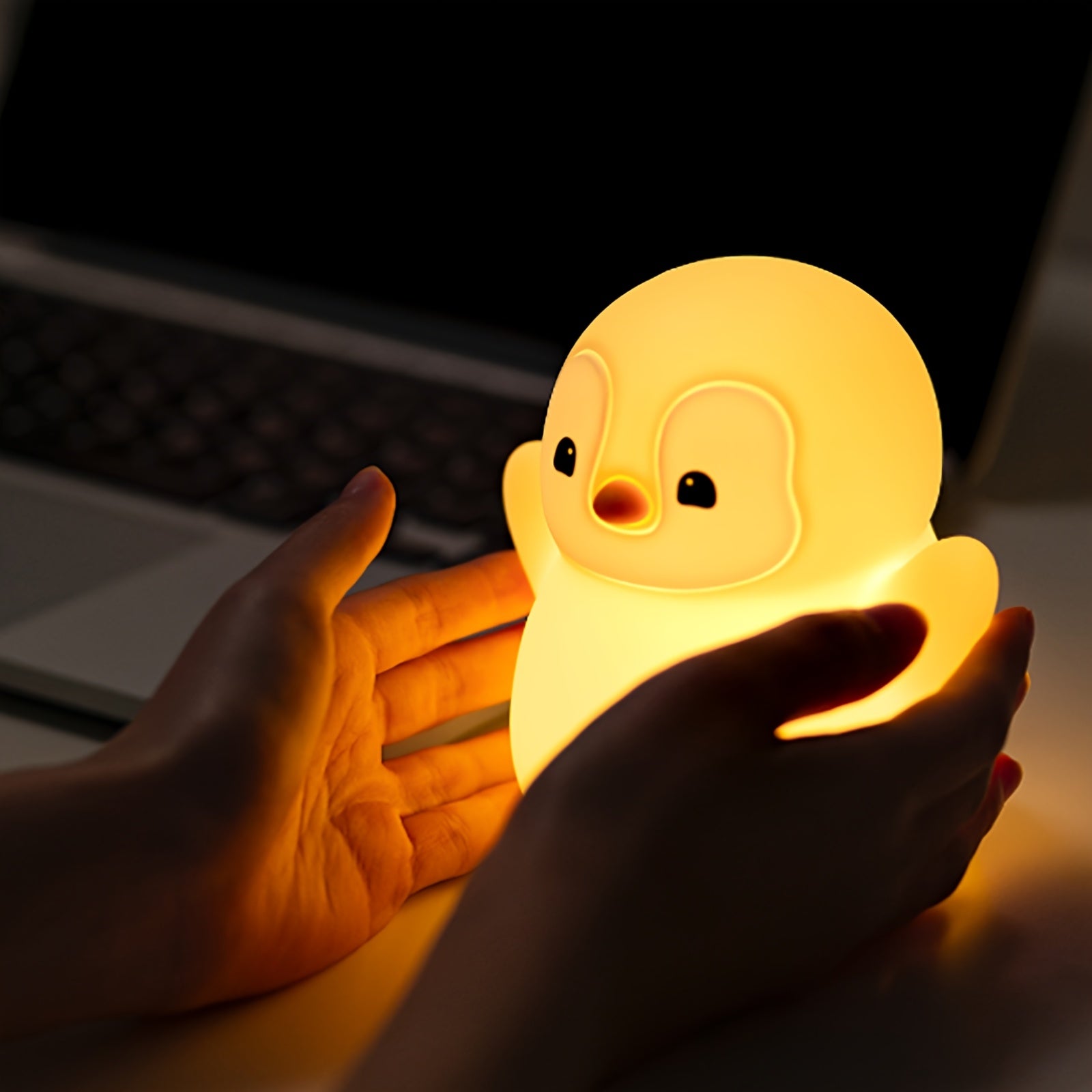 1pc Penguin Night Light Sleep Companion Bedside Lamp with Sensor, Christmas Gift with Data Cable for Bedroom, Living Room, Dining Table Decoration, Holiday and Birthday Present