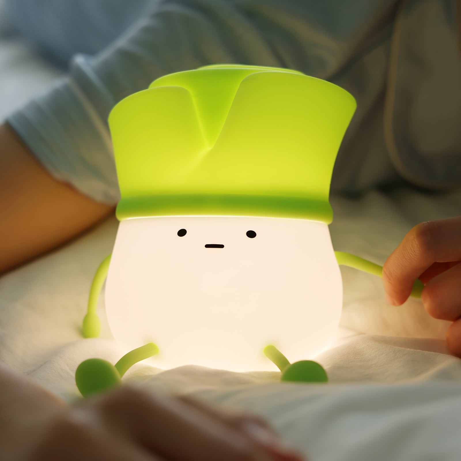 Cute Silicone Nursery Night Light with Adorable Face Design - Rechargeable, Dimmable, 3-Level Brightness, Auto Shut-Off Timer, USB Charging, Perfect for Bedroom or Nursery Decor, Youngsters's Sleeping Aid | Playful Character Light | Durable Plastic Light