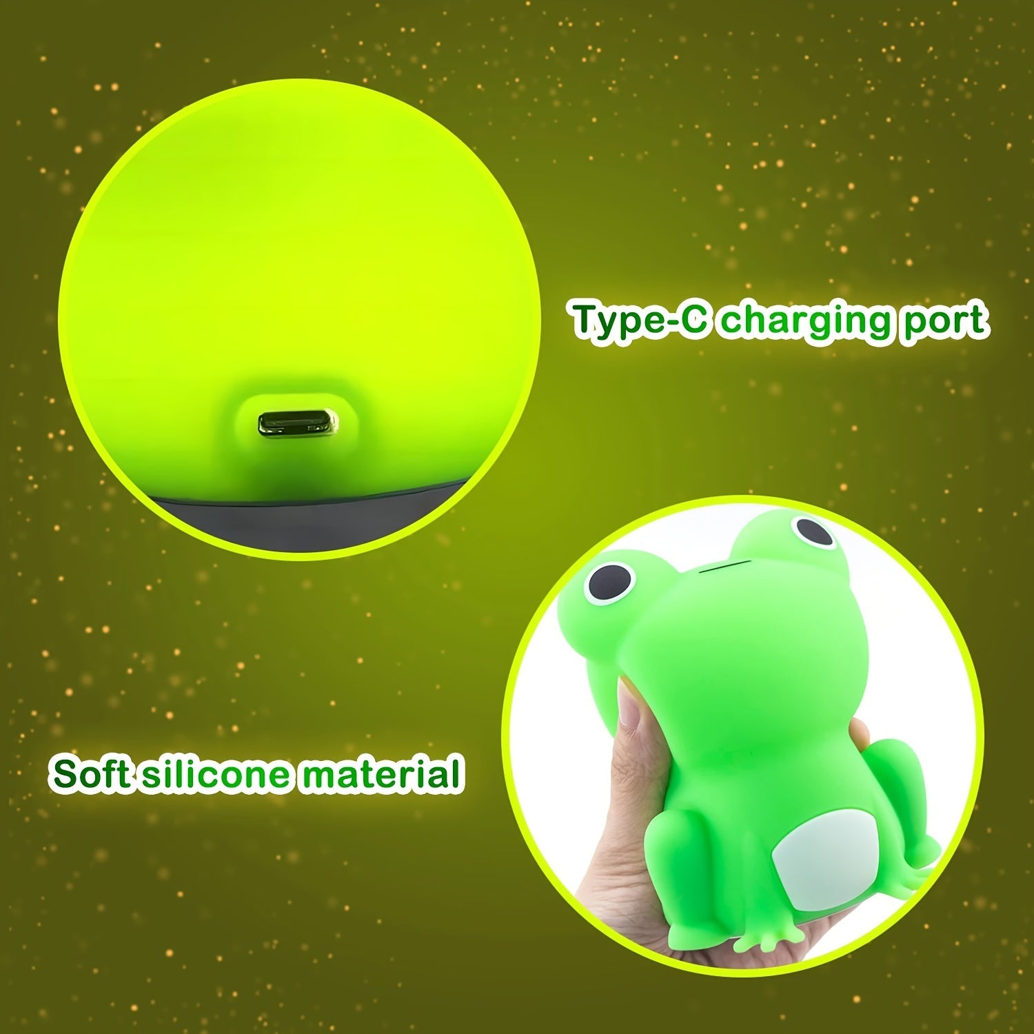 [Cute Frog Night Light] 1pc Cute Frog Night Light | Adjustable Brightness, Sensitive Touch Control, Rechargeable LED Lamp - Frog-Shaped Design for Bedroom or Desk Decor, Indoor Use, Battery, Playful Design
